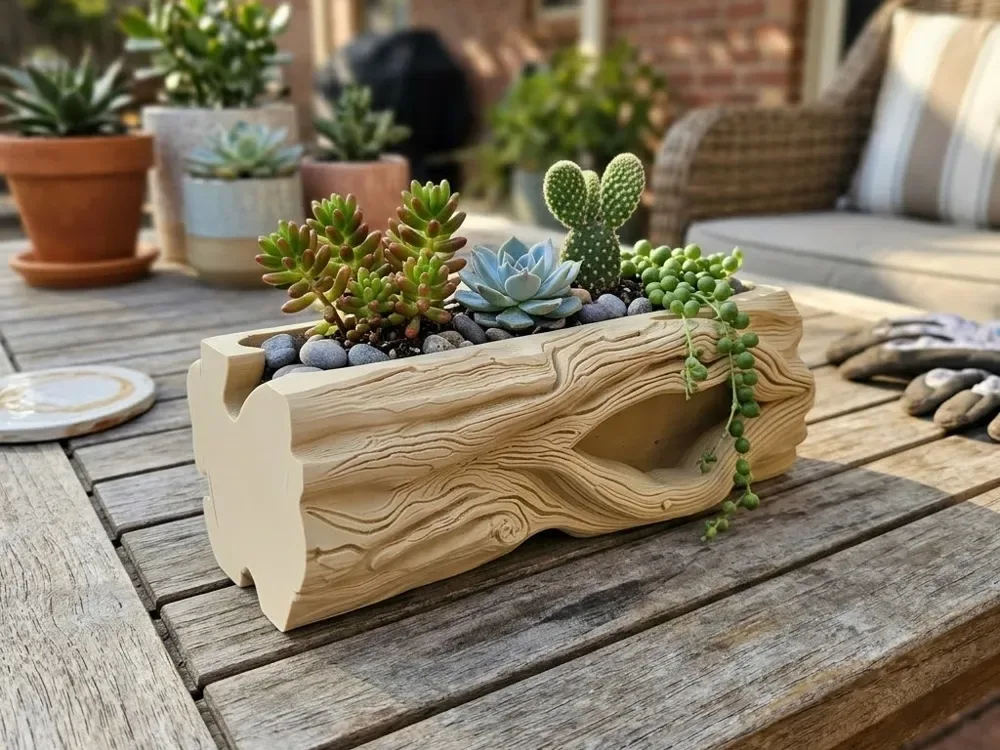 Rustic Log Planter